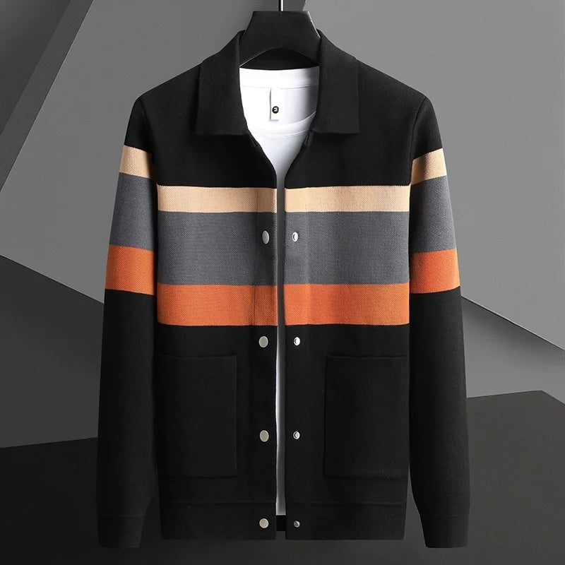 Button-Up Cardigan with Pockets for Men