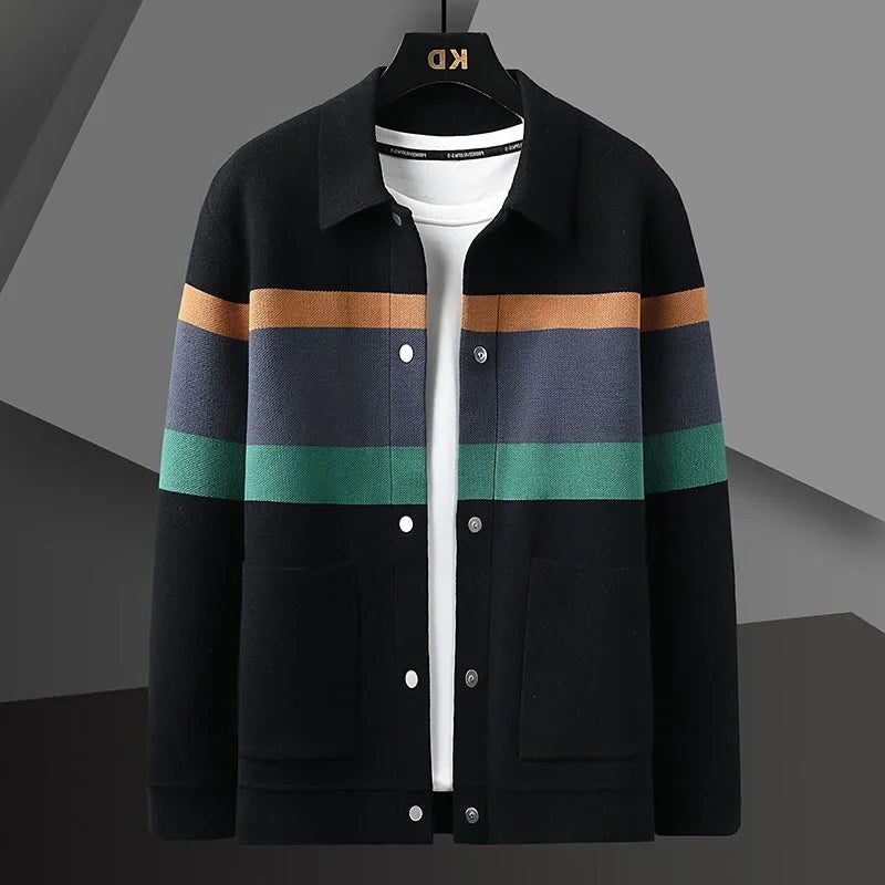 Button-Up Cardigan with Pockets for Men
