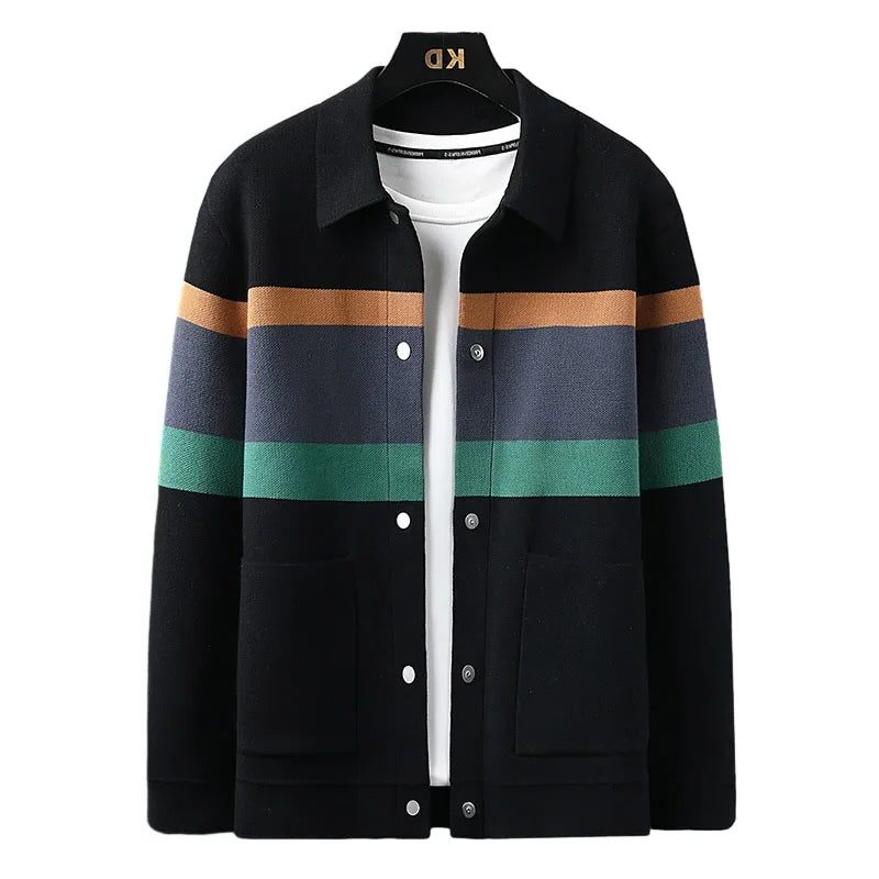Button-Up Cardigan with Pockets for Men