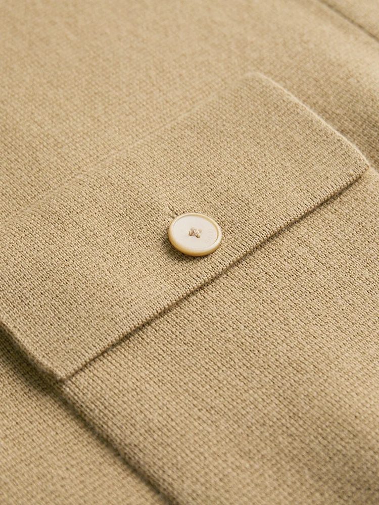 Button-Up Wool Cardigan with Polo Collar for Men