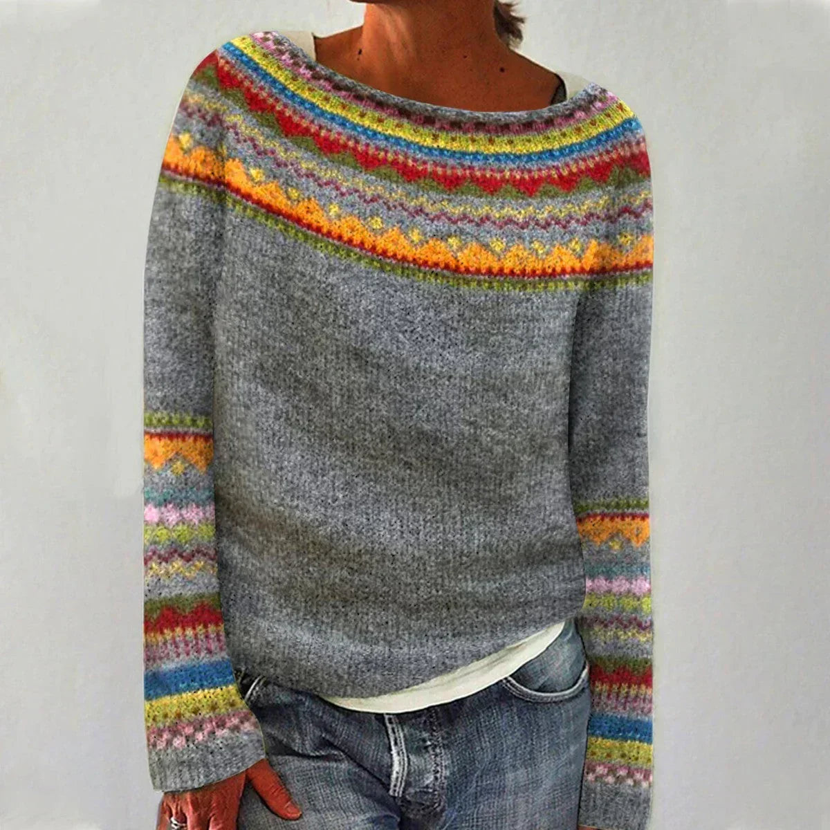 Selene | Crew Neck Ribbed Knit Sweater