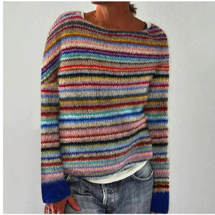 Selene | Crew Neck Ribbed Knit Sweater