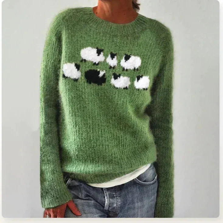 Selene | Crew Neck Ribbed Knit Sweater