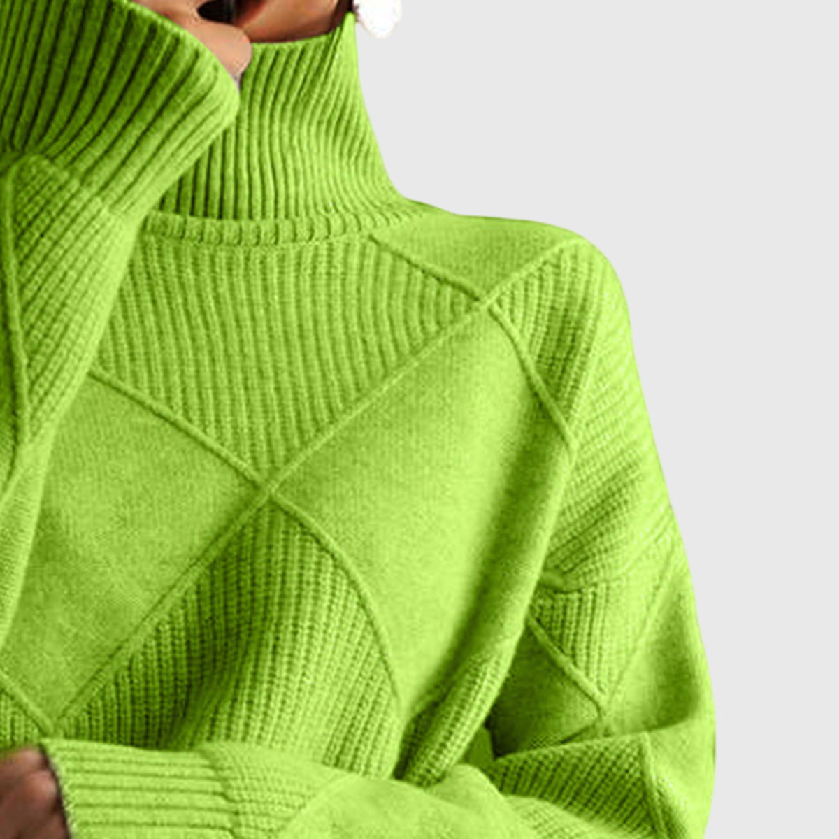 Wrenna | Roll Neck Diagonal Seam Detail Turtleneck Sweater
