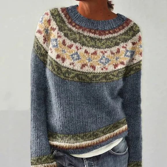 Selene | Crew Neck Ribbed Knit Sweater