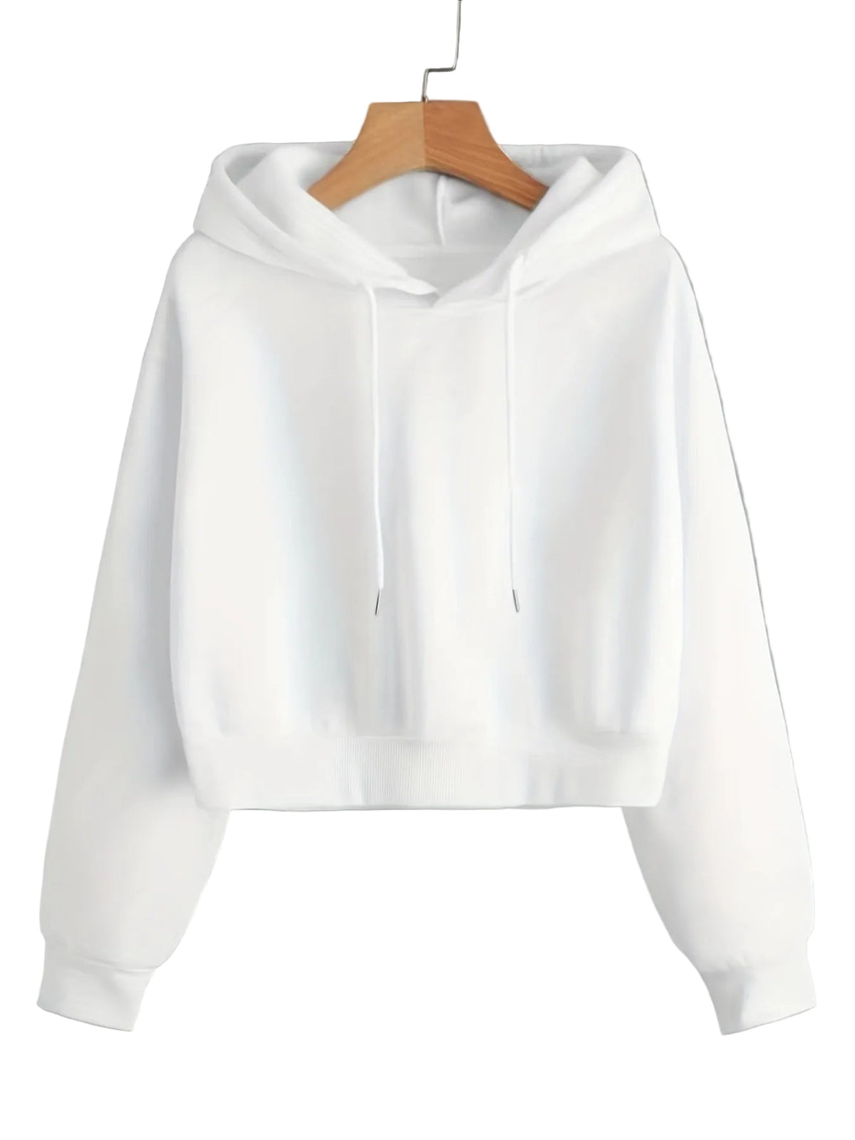 Women's Cropped Pullover Hoodie with Printed Back Detail and Adjustable Drawstring Hood – Soft Relaxed Fit Long Sleeve Sweatshirt for Casual Everyday Streetwear and Comfortable Autumn Winter Layering