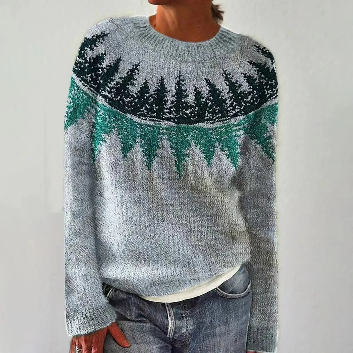 Selene | Crew Neck Ribbed Knit Sweater