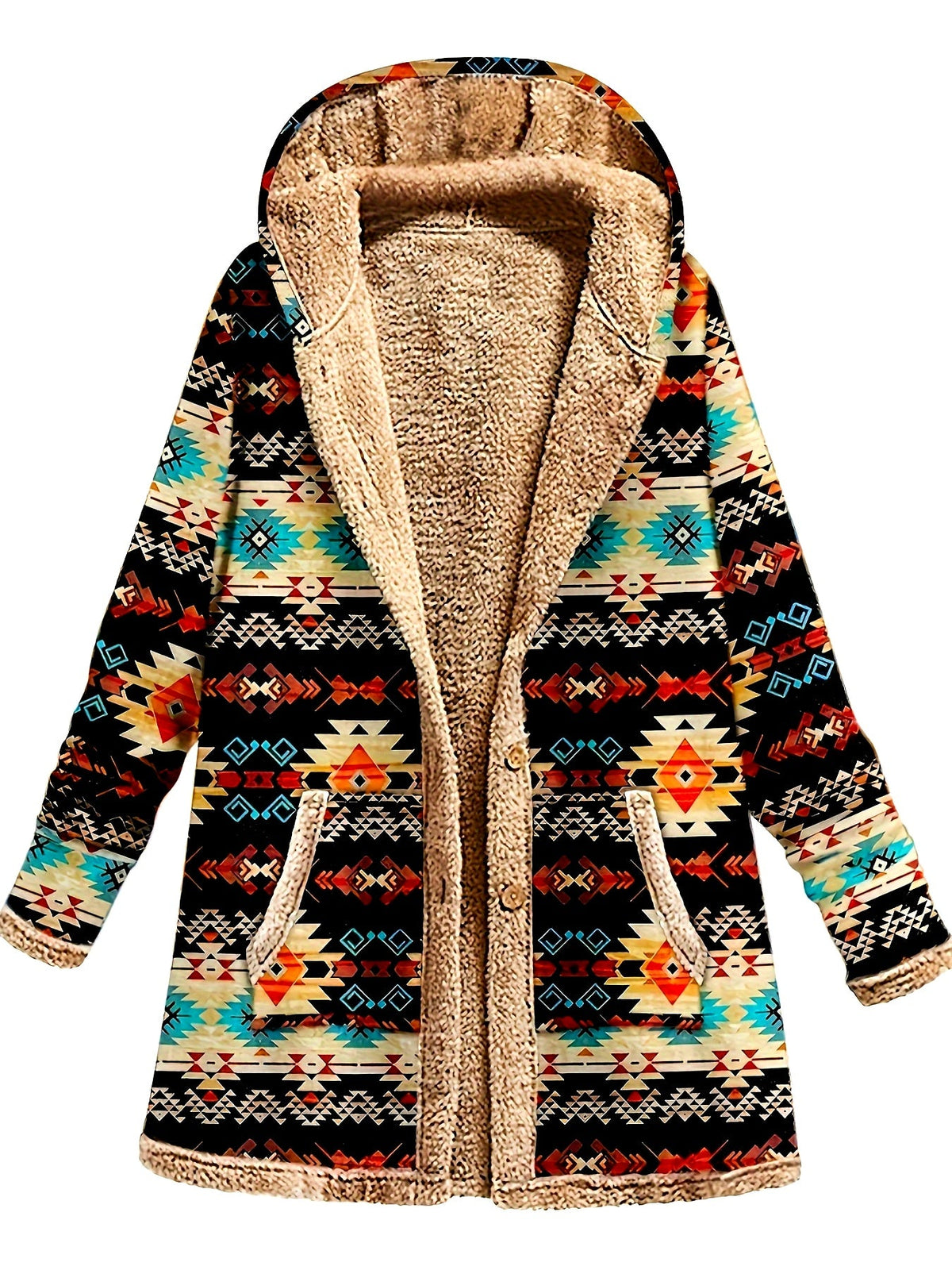 Mabel | Cozy Patterned Hooded Coat