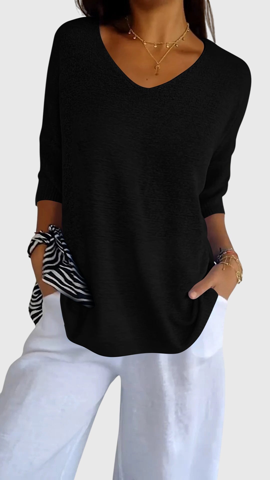 Cassandra | Elegant V-Neck Top