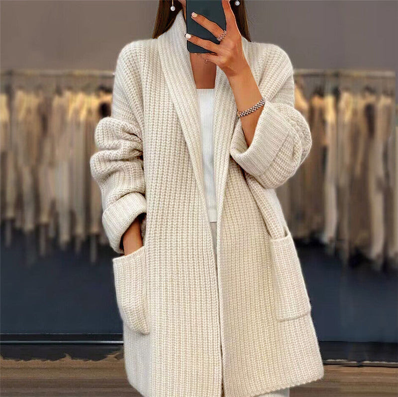 Verona | Knitted Wool Pockets Plus Size Cardigan