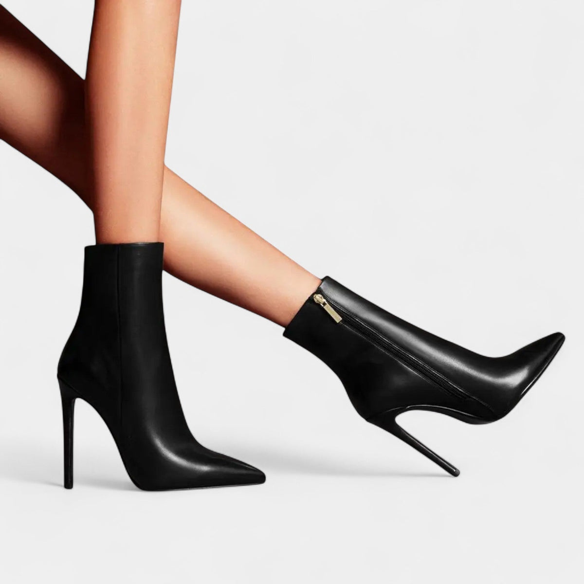 Women's Elegant Pointed Toe Ankle Boots with High Stiletto Heels and Sleek Smooth Finish – Slim Silhouette Pull-On Dress Boots for Sophisticated Office Wear and Formal Autumn Evening Outfits