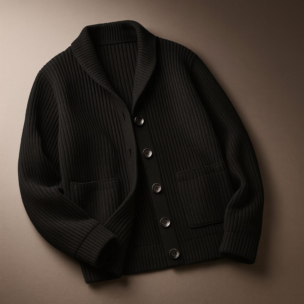 Cable Knit Button-Up Cardigan with Pockets for Men