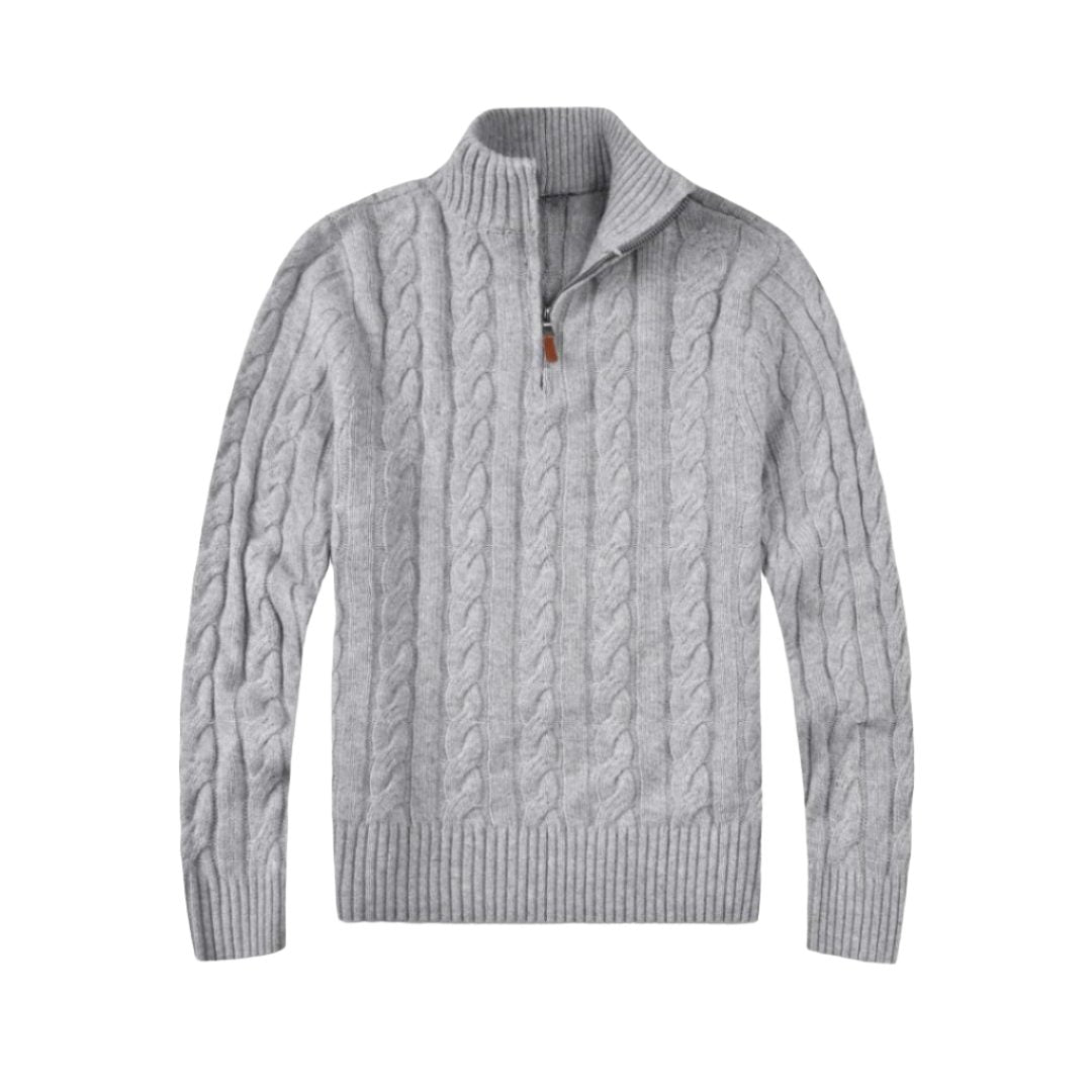 Cable Knit Half Zip Sweater for Men