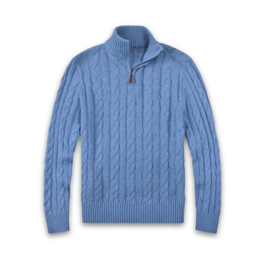 Cable Knit Half Zip Sweater for Men