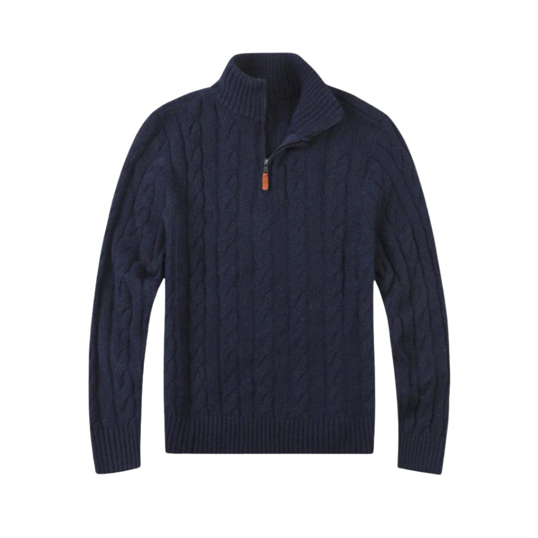 Cable Knit Half Zip Sweater for Men