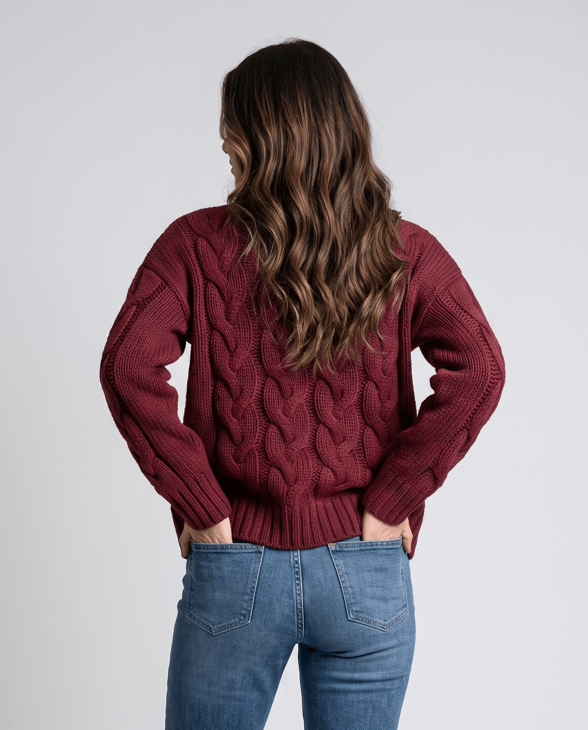 Chunky Cable Knit Turtleneck Sweater – Long Sleeve, Ribbed Cuffs & Relaxed Fit | Hilda