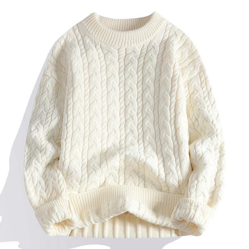 Cable Knit Wool Blend Pullover Sweater for Men