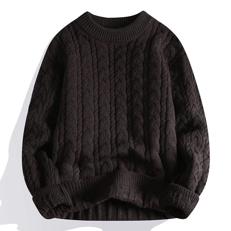 Cable Knit Wool Blend Pullover Sweater for Men