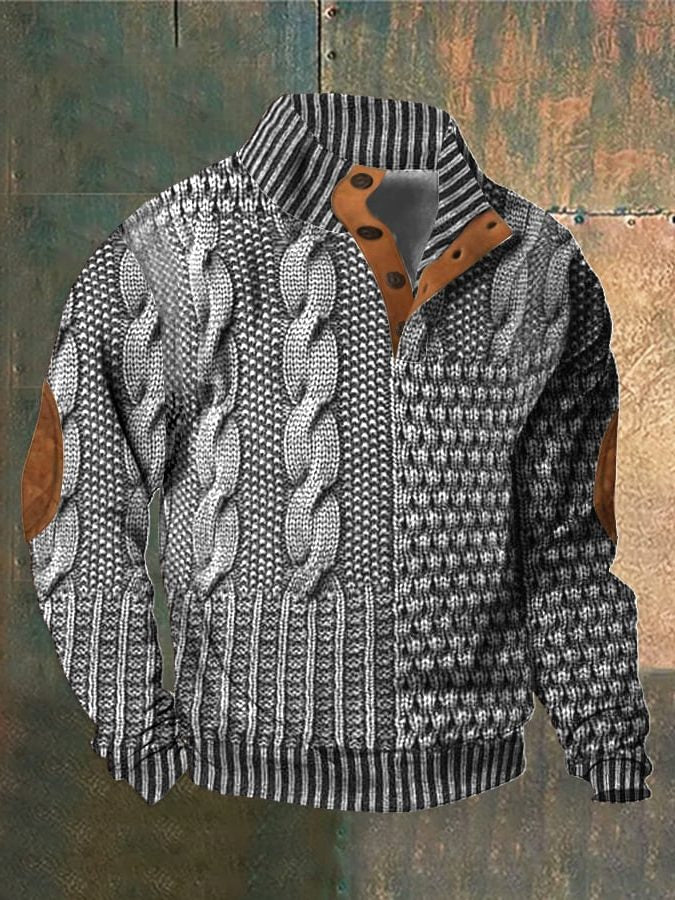 Cable Knit Zip-Up Sweater for Men