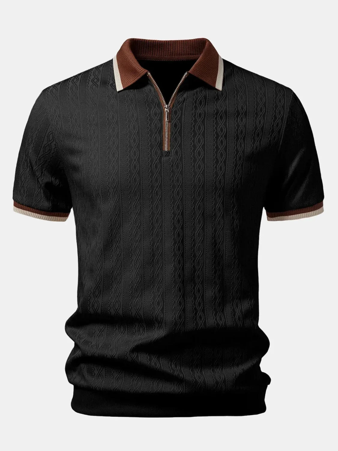 Calder | Men's Textured Quarter-Zip Polo
