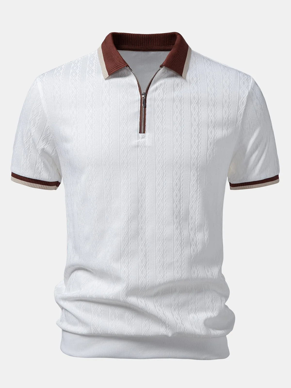 Calder | Men's Textured Quarter-Zip Polo