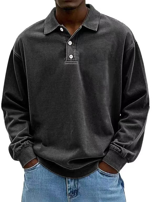 Caleb - Men's Relaxed Collared Henley Shirt