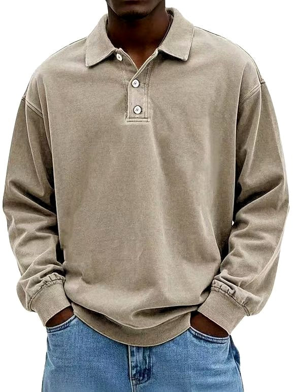 Caleb - Men's Relaxed Collared Henley Shirt