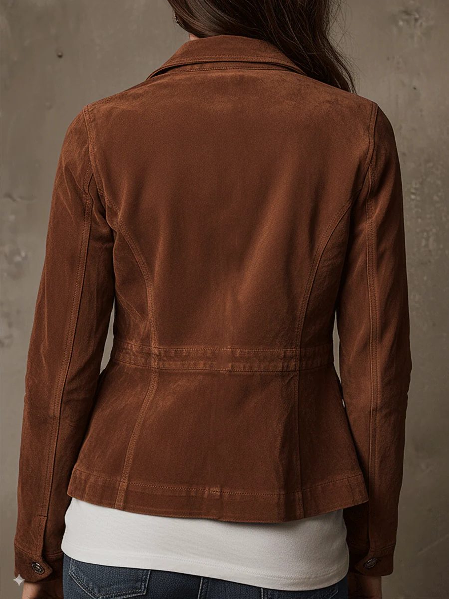 Calista | Suede Utility Jacket with Flap Pockets for Women