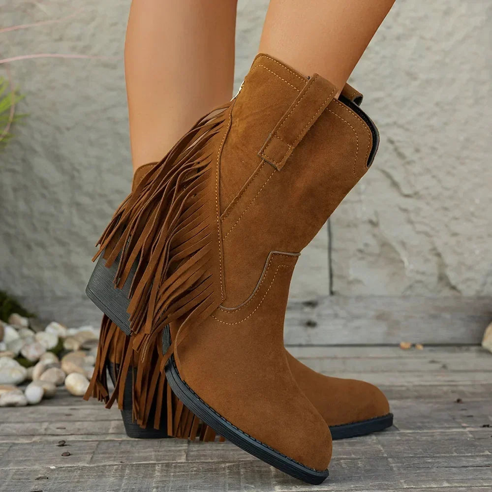 Genevieve | Wide Calf Western Fringe Cowboy Boots
