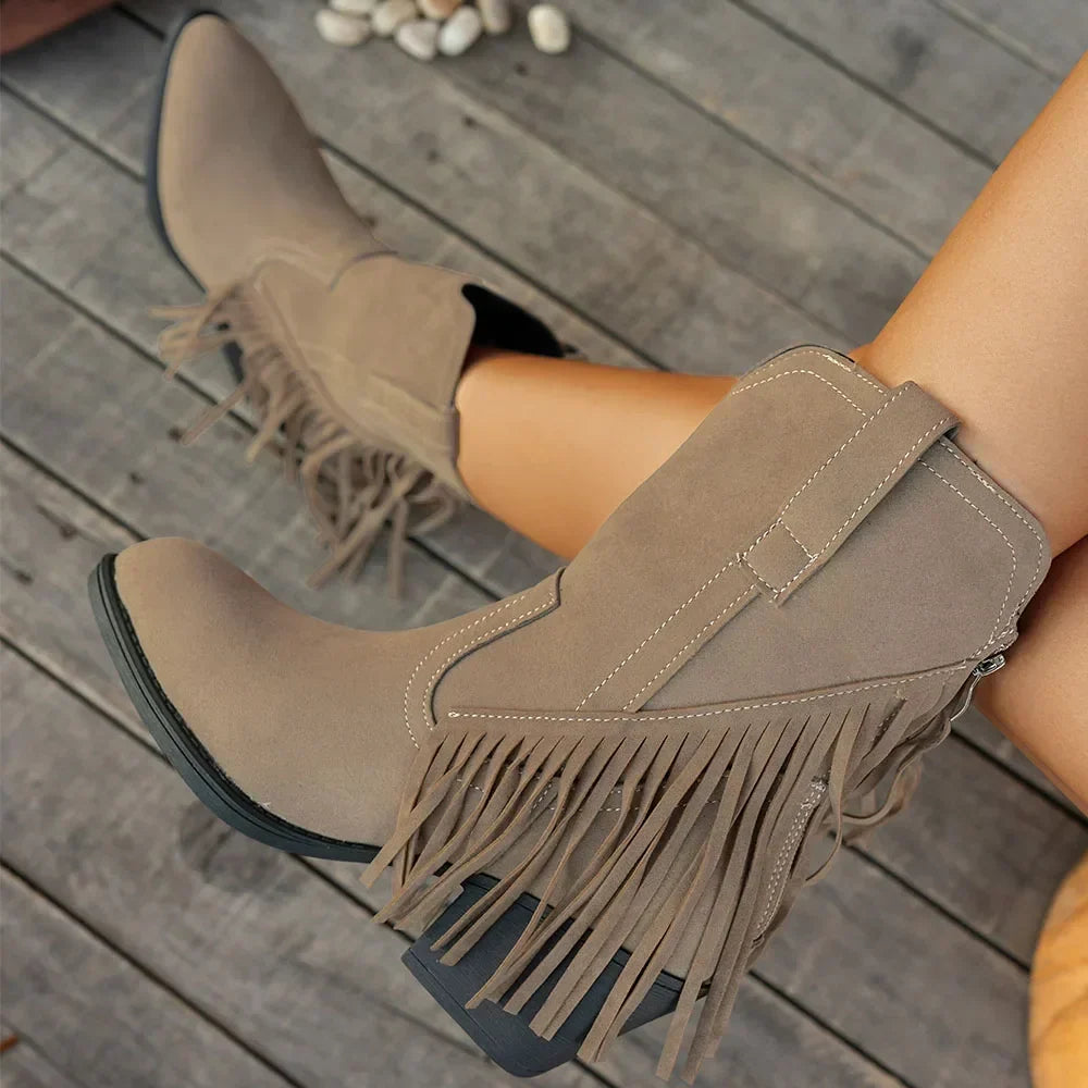 Genevieve | Wide Calf Western Fringe Cowboy Boots