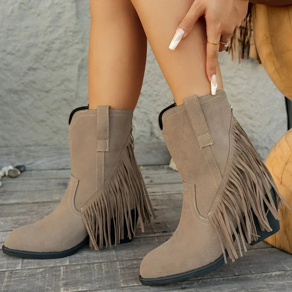 Genevieve | Wide Calf Western Fringe Cowboy Boots