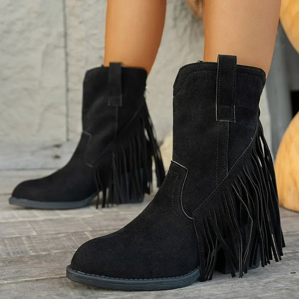 Genevieve | Wide Calf Western Fringe Cowboy Boots