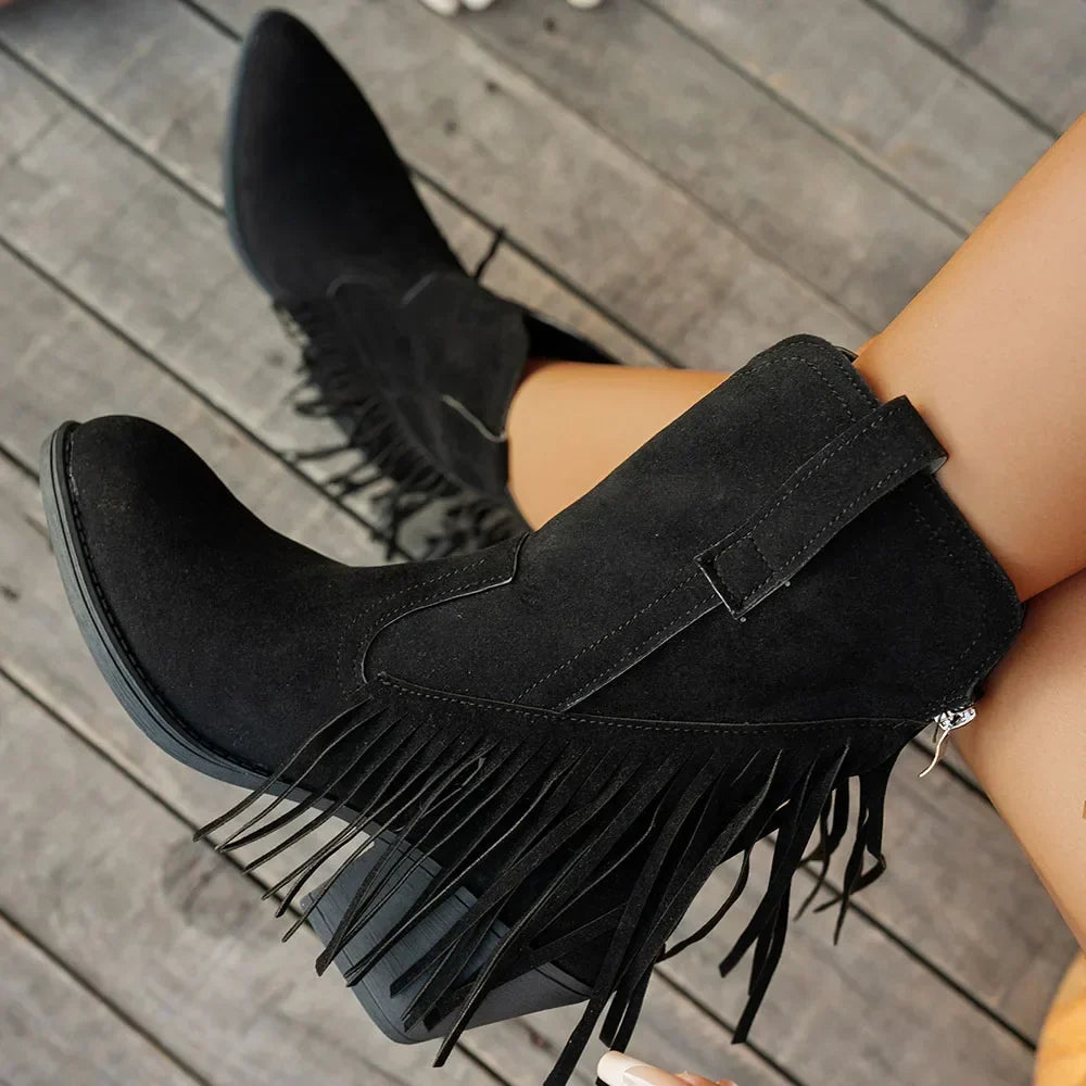 Genevieve | Wide Calf Western Fringe Cowboy Boots