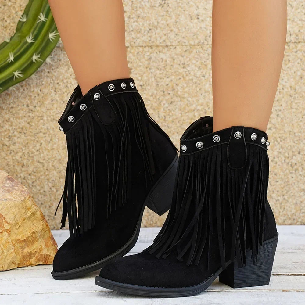 Genevieve | Wide Calf Western Fringe Cowboy Boots