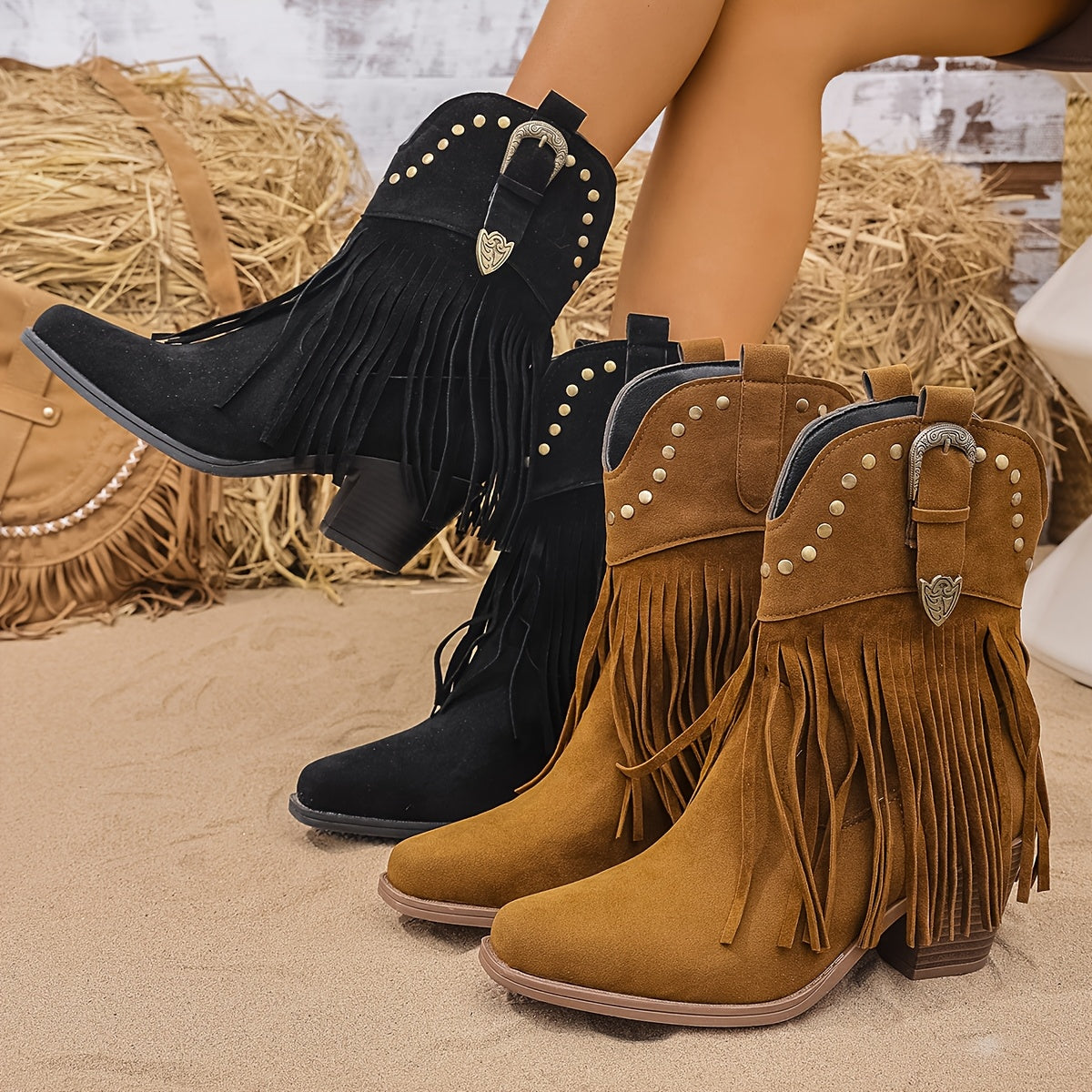Persia | Wide Calf Western Fringe Cowboy Boots