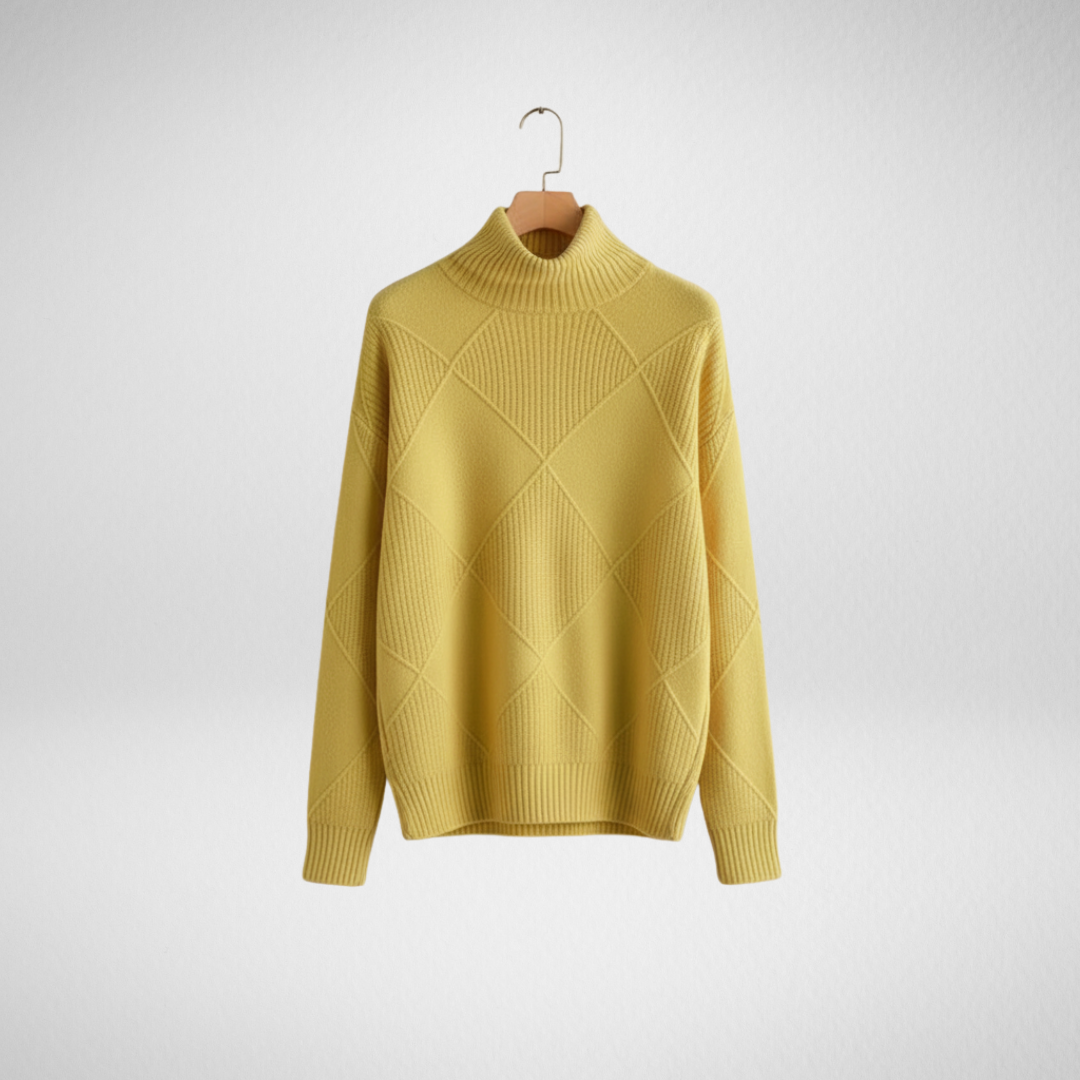 Ginny | Diamond Knit Turtleneck Sweater