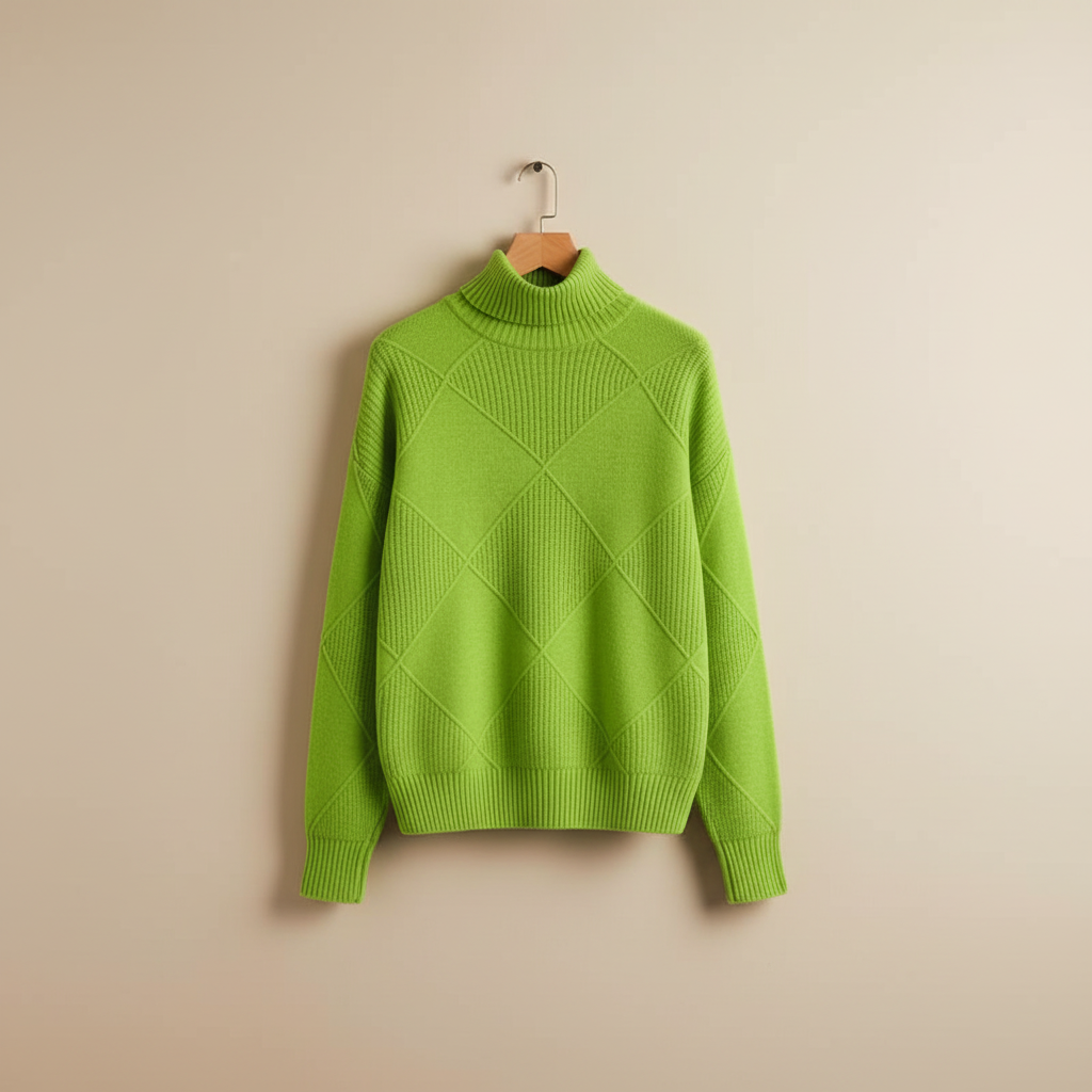Ginny | Diamond Knit Turtleneck Sweater