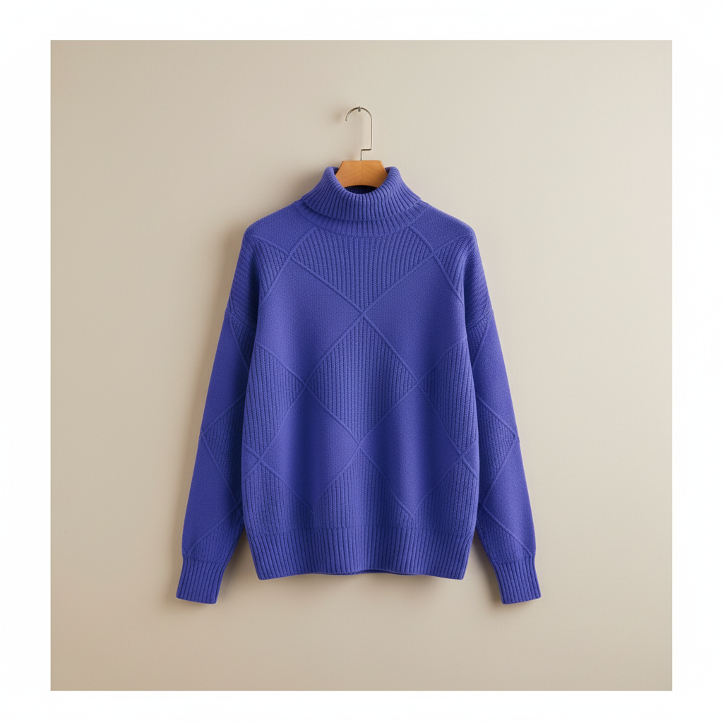 Ginny | Diamond Knit Turtleneck Sweater