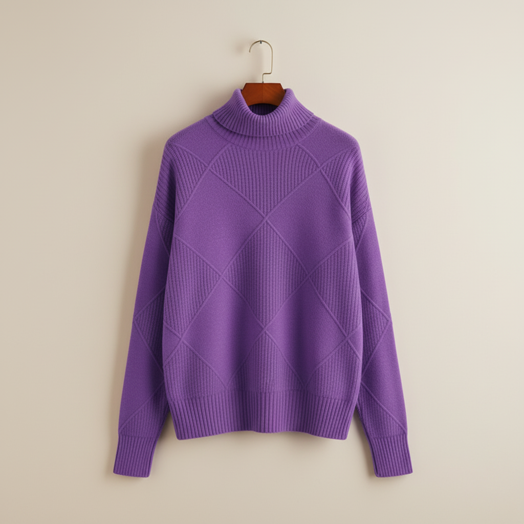 Ginny | Diamond Knit Turtleneck Sweater
