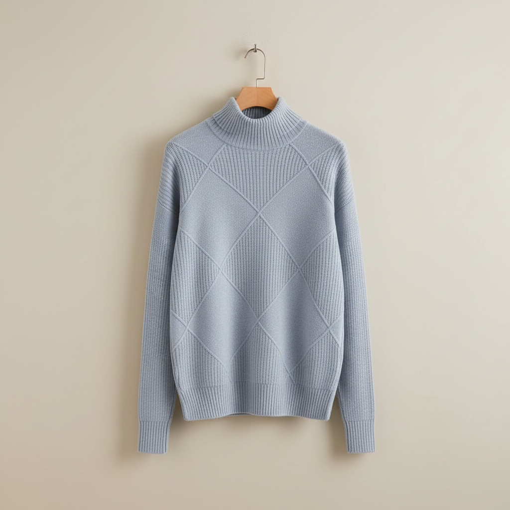 Ginny | Diamond Knit Turtleneck Sweater