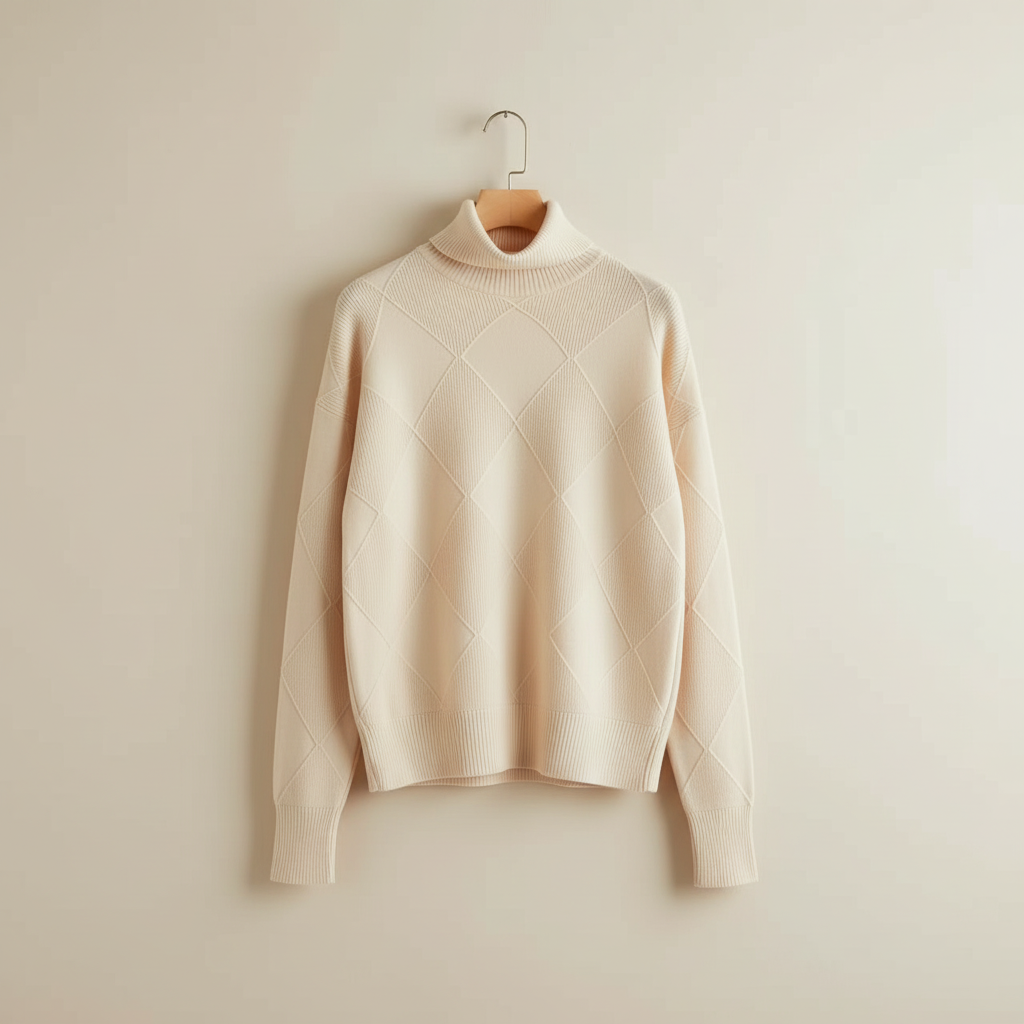 Ginny | Diamond Knit Turtleneck Sweater