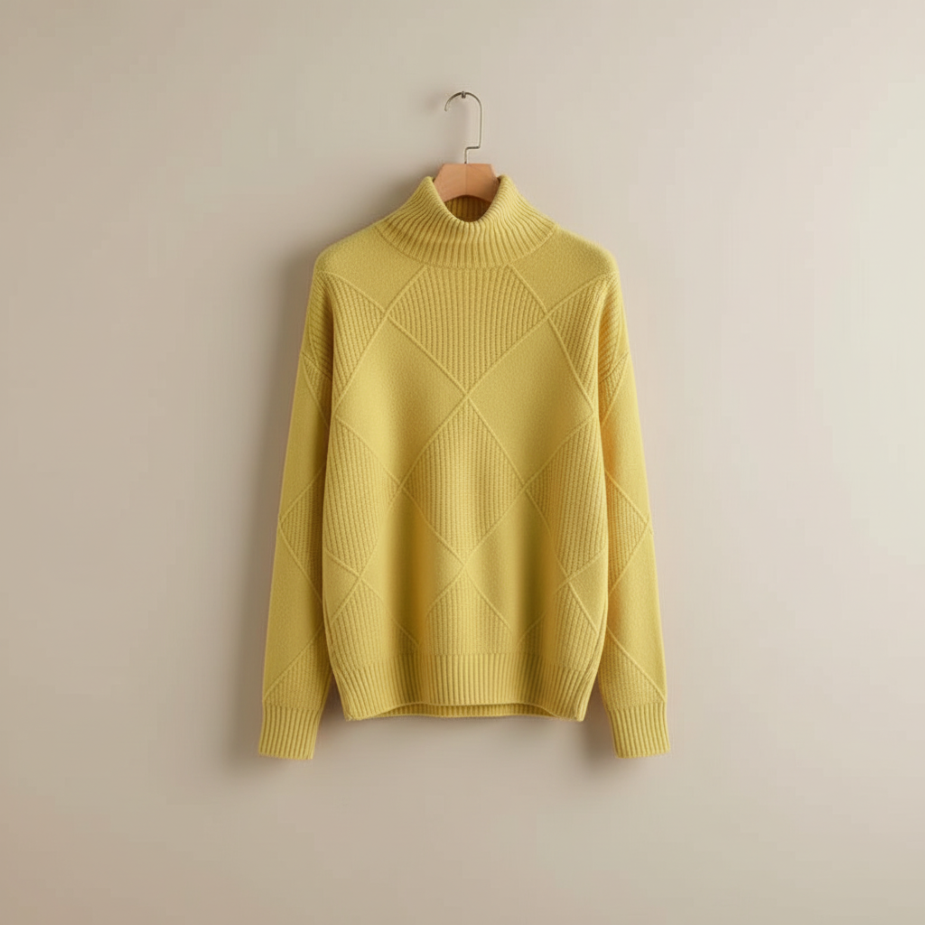 Ginny | Diamond Knit Turtleneck Sweater
