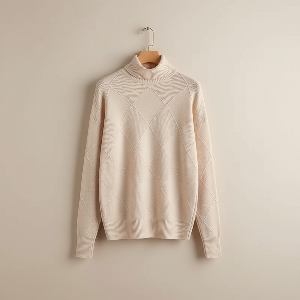 Ginny | Diamond Knit Turtleneck Sweater