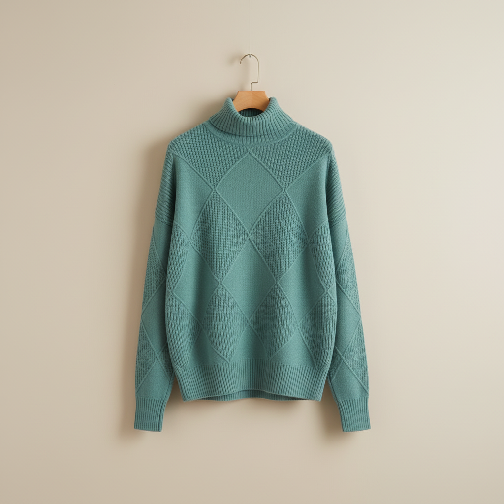Ginny | Diamond Knit Turtleneck Sweater