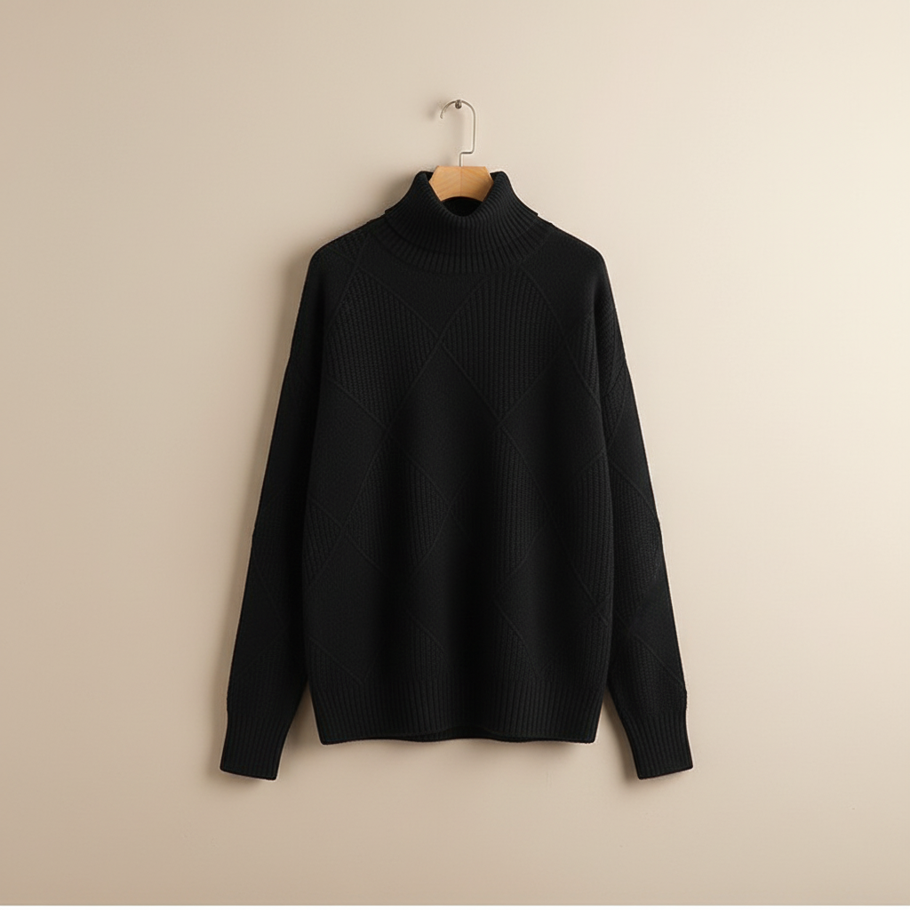 Ginny | Diamond Knit Turtleneck Sweater