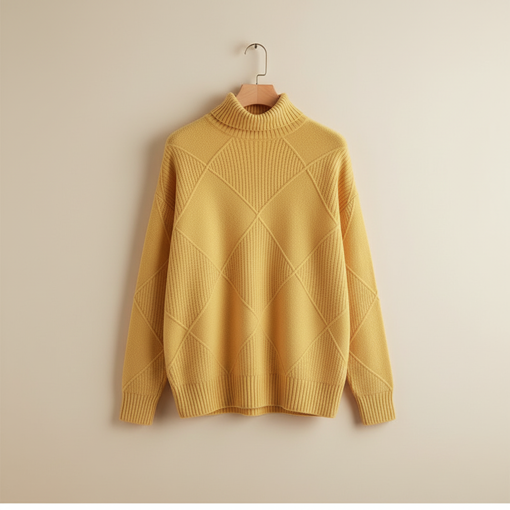 Ginny | Diamond Knit Turtleneck Sweater