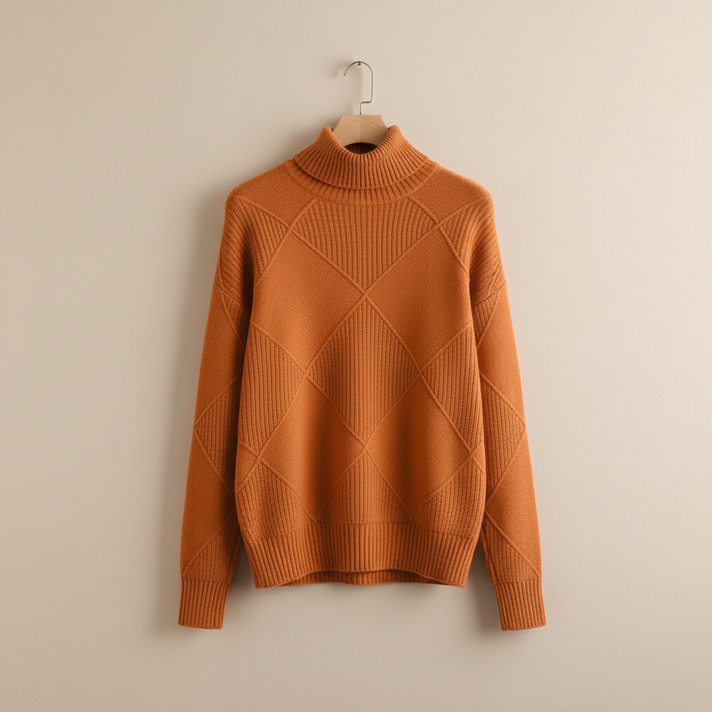 Ginny | Diamond Knit Turtleneck Sweater