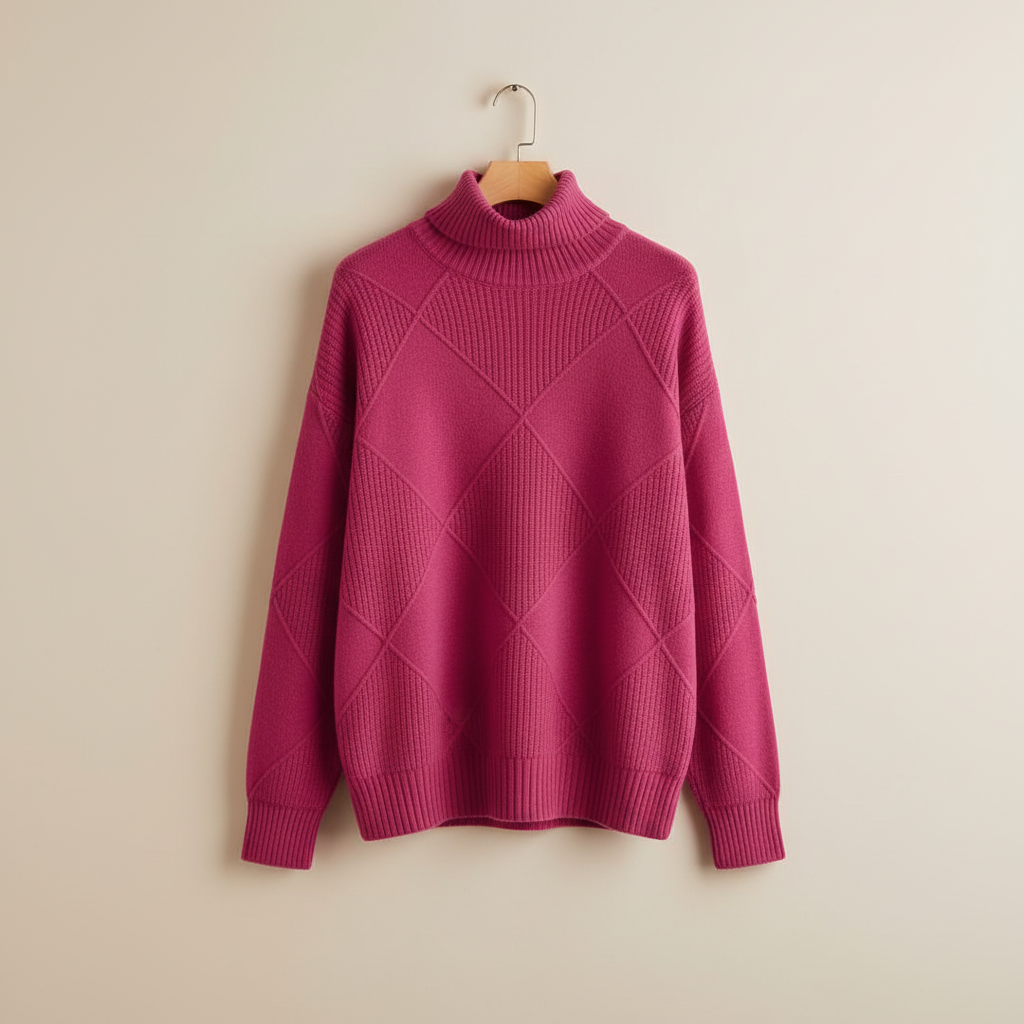 Ginny | Diamond Knit Turtleneck Sweater