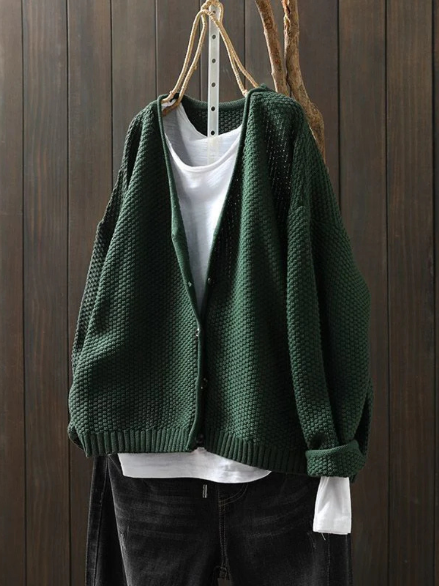Gwyneth | Button-Front Knit Red Cardigan