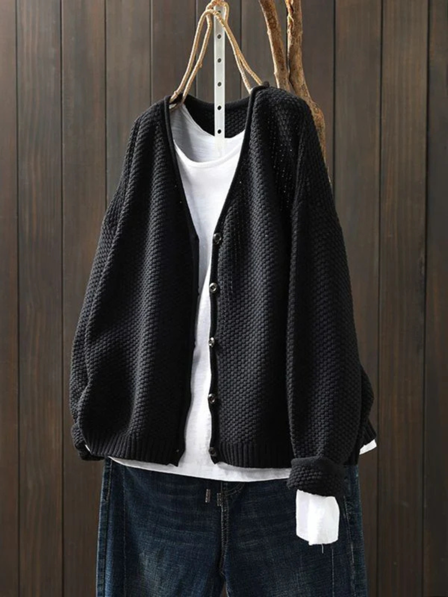 Gwyneth | Button-Front Knit Red Cardigan